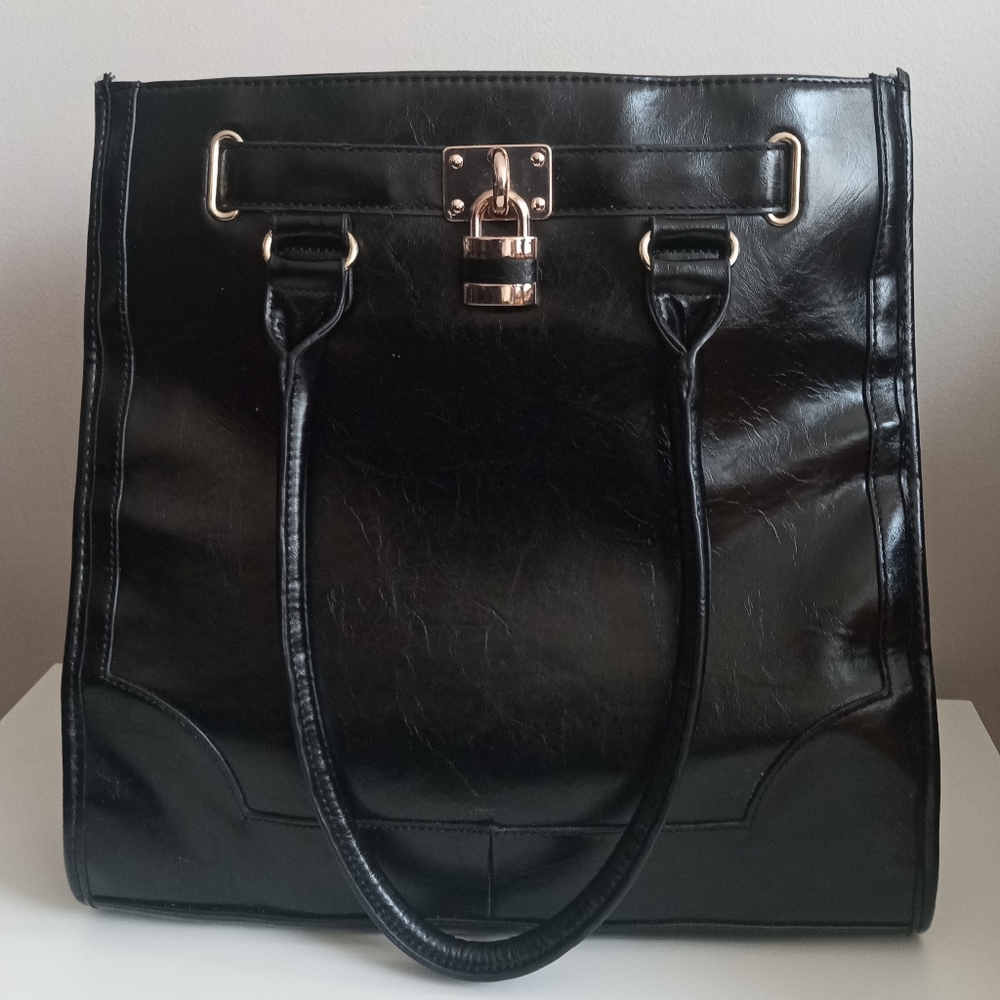 🖤👜 Black & Gold Tote Bag | Jessica | Laptop Work School Travel | 14" x 14"